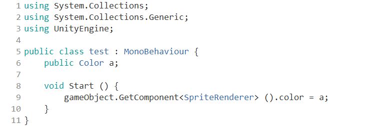 کد تغییر رنگ sprite در یونیتی