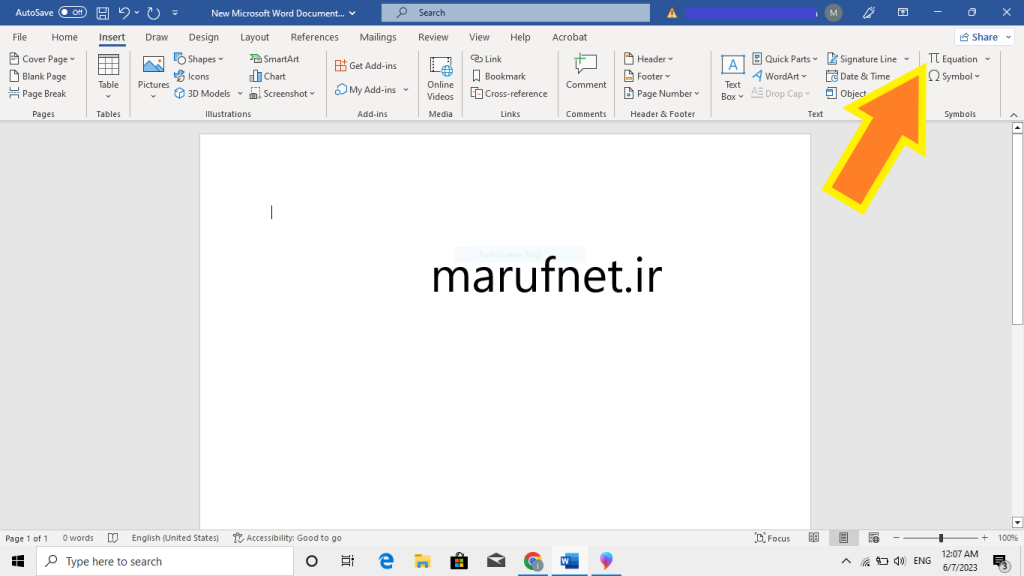 فرمول نویسی در word